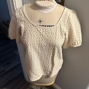 Maurices Ivory Textured Short Sleeve Blouse